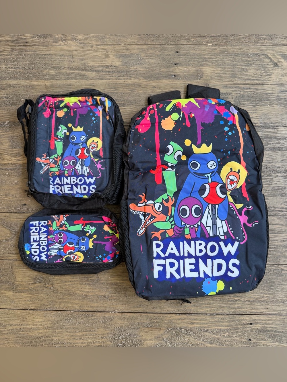 Rainbow Friends three-piece backpack set